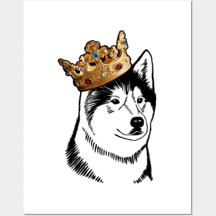 Alaskan Malamute Dog King Queen Wearing Crown Posters and Art